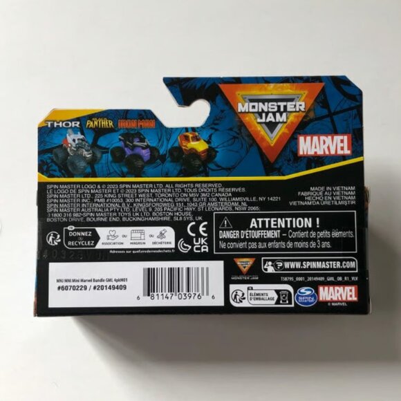 Monster Jam Mini Monster Trucks: Marvel Series 1 - Thor, Black Panther, Iron Man - Picture 2 of 4
